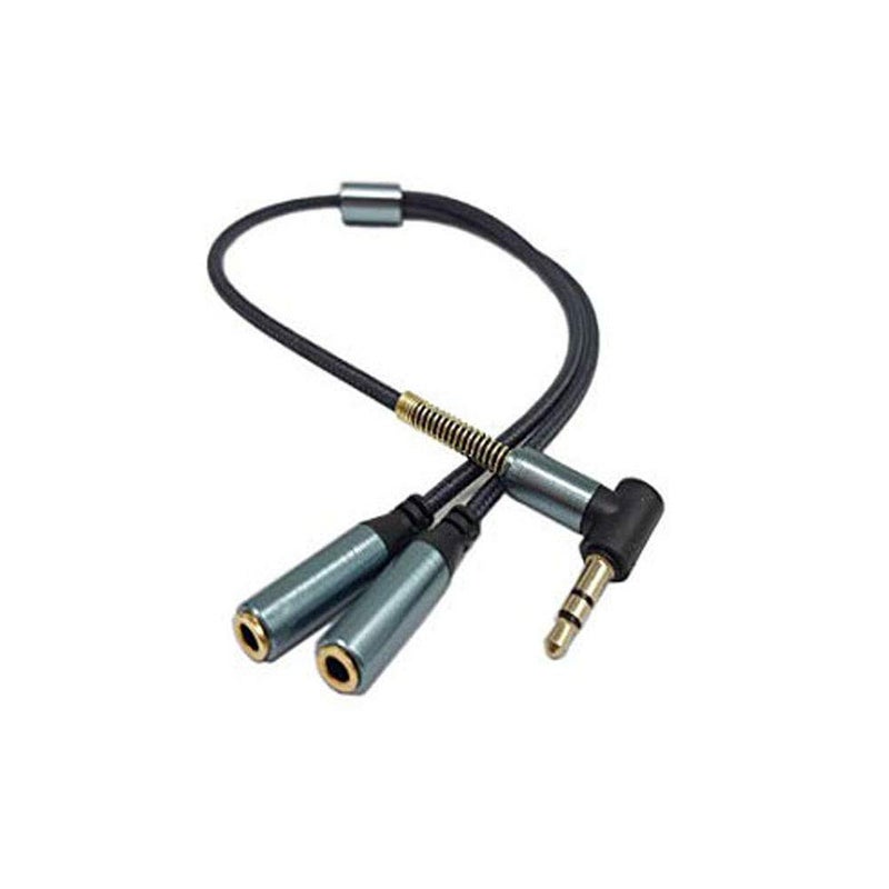 Audio Splitter Cable,Haokiang Gold Plated 90 Degree Right Angle 3.5mm Male to 2 Female Jack Headphone Audio Stereo Y Splitter Adapter Cable for Tablets, MP3 Players (Blue)